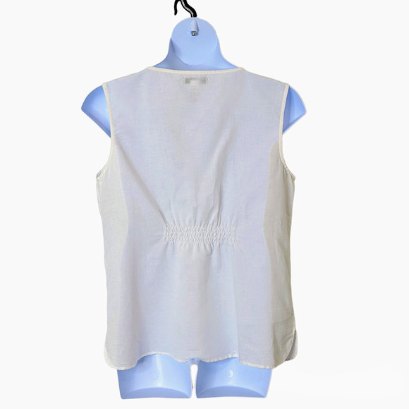 GH Bass & Company Cream & Tan Linen Blend Sleeveless Embroidered Blouse Size XL - Picture 2 of 6